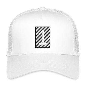 Number 1 - framed stripes - Kids’ Trucker Cap - white - Front