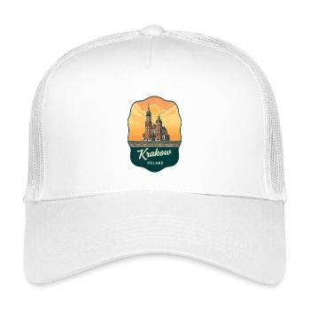 Krakow St Marys Basilica Retro Badge - Kids’ Trucker Cap - white - Front
