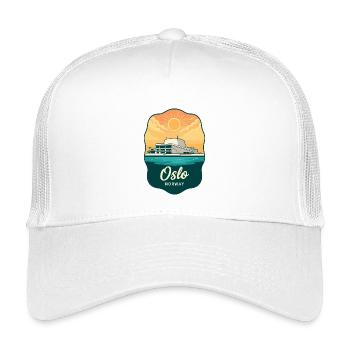Osloer Opernhaus Retro-Sonnenuntergangsabzeichen - Kinder Trucker-Cap - Weiß - Vorne