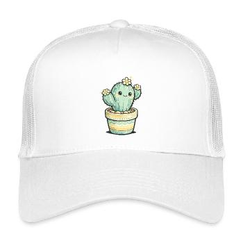 Kaktusblüten-Kawaii im Topf - Kinder Trucker-Cap - Weiß - Vorne
