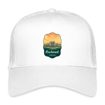 Bukarester Parlament Vintage Sunset Badge - Kinder Trucker-Cap - Weiß - Vorne