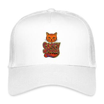 Sassy Cat Psychedelic Script - Kids’ Trucker Cap - white - Front