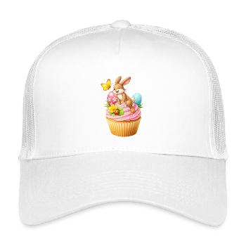 Mignon cupcake de lapins de Pâques avec des œufs de Pâques colorés - Casquette trucker enfant - blanc - Devant
