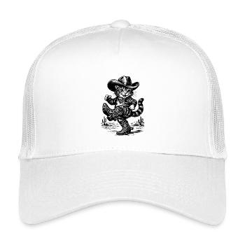 Katzen-Cowboy in Wüste - Kinder Trucker-Cap - Weiß - Vorne