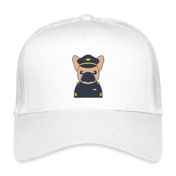 Frenchie Pilot Kapitän Uniform - Kinder Trucker-Cap - Weiß - Vorne