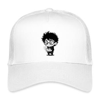Digitales stressgebrochenes Tablet-Kinderaufkleber - Kinder Trucker-Cap - Weiß - Vorne