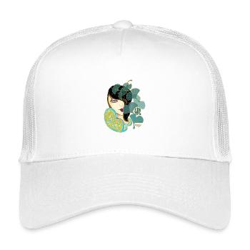 Ginkgo-Schönheit im Jugendstil - Kinder Trucker-Cap - Weiß - Vorne