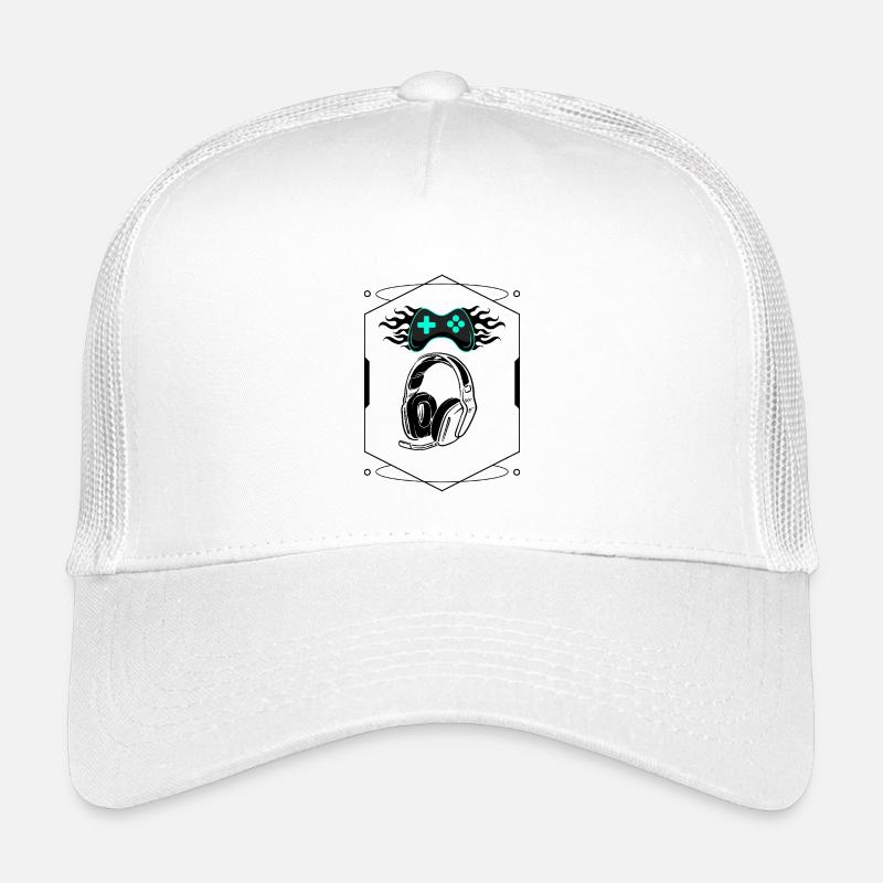 Futuristic Flaming Controller & Gaming Headset Kids’ Trucker Cap