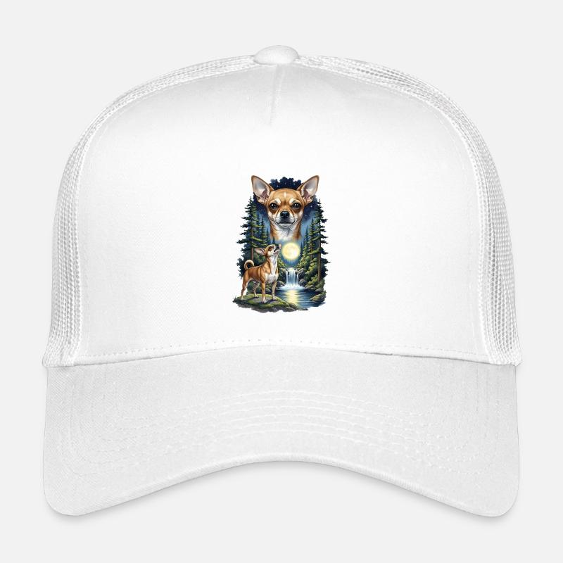 Moonlit Chihuahua in Forest Night Kids’ Trucker Cap