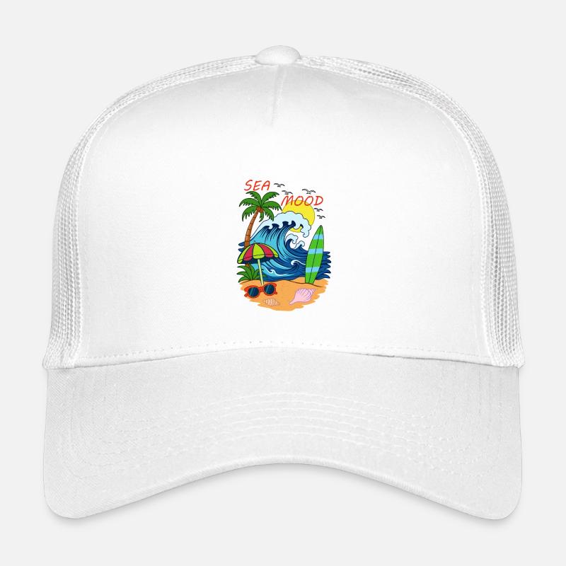 Sea Mood – retro summer beach vibe - Kids’ Trucker Cap - white