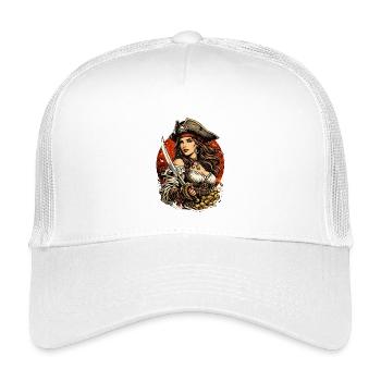 Piratenkönigin mit Schwert und Gold - Kinder Trucker-Cap - Weiß - Vorne