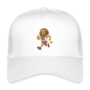 Running lion in comic style - Kids’ Trucker Cap - white - Front