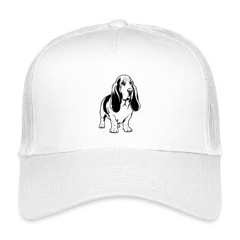 Basset Hound_Hund_stehend_schwarz - Kids’ Trucker Cap - white - Front