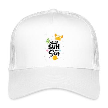 Crabe et poisson mignons - Sable et mer - Casquette trucker enfant - blanc - Devant