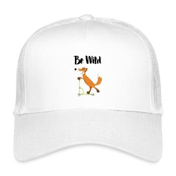 Be Wild Fox with his scooter - Kids - Funny - Kids’ Trucker Cap - white - Front