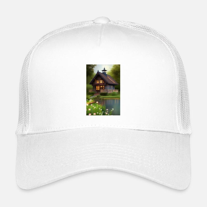 Charming lakeside cabin Kids’ Trucker Cap