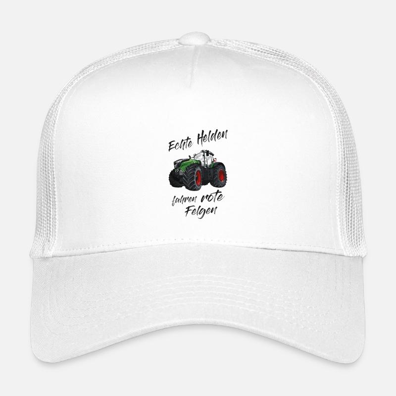 Echte Helden fahren rote Felgen! Traktor, Bauer - Kinder Trucker-Cap - Weiß