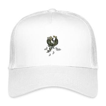 Elegant peacock in green colors. - Kids’ Trucker Cap - white - Front
