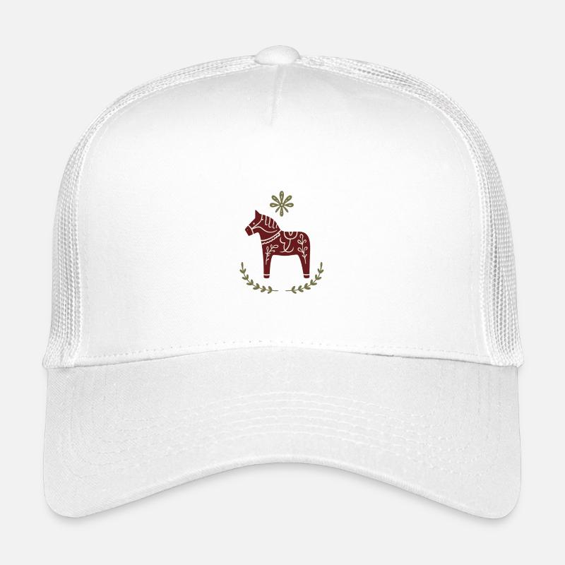Dala Pferd – Skandinavisches Folk Art Design - Kinder Trucker-Cap - Weiß