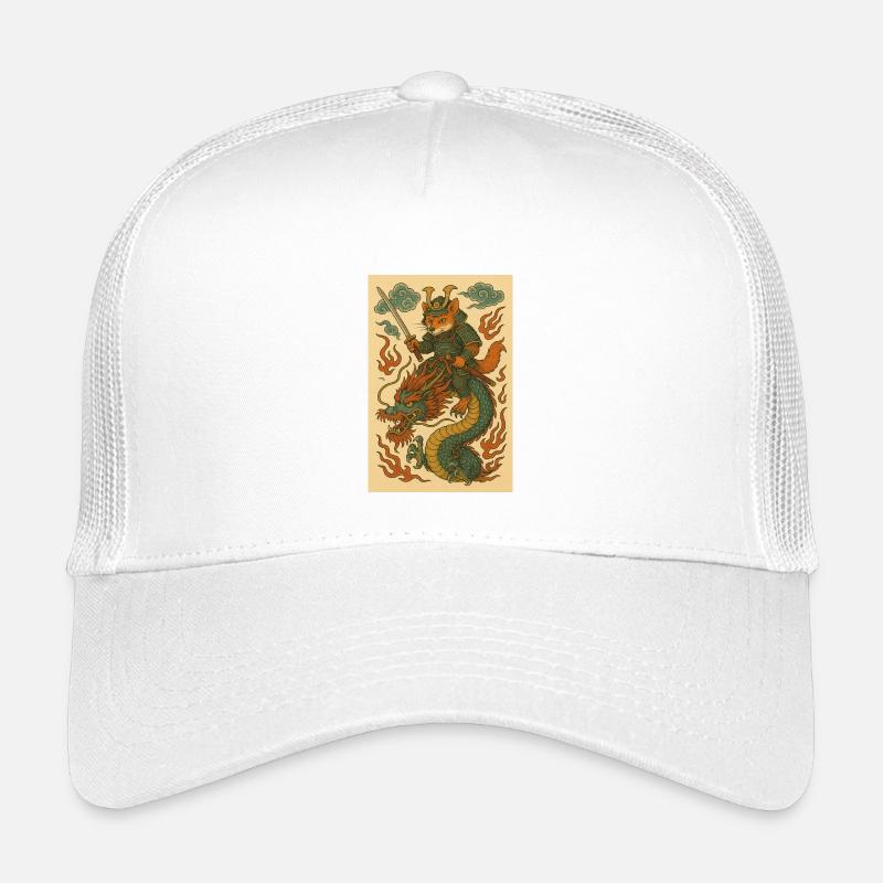 Fuchskrieger und Drachen in Kampfform - Kinder Trucker-Cap - Weiß