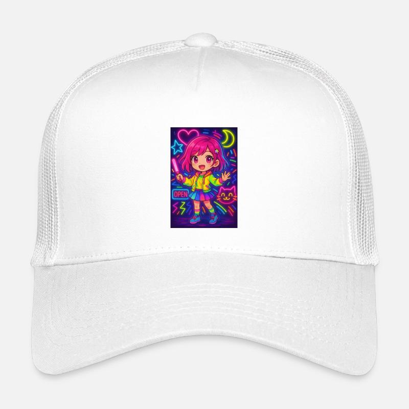 Neon Chibi Magic – Colorful Anime Energy Kids’ Trucker Cap