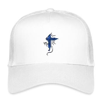 Flag of Finland - Finland - Dragon Silhouette - Kids’ Trucker Cap - white - Front