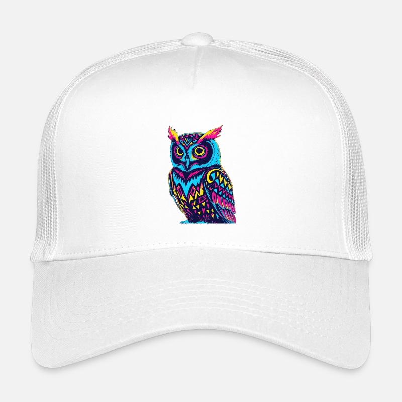Neon Tribal Eule Design - Kinder Trucker-Cap - Weiß