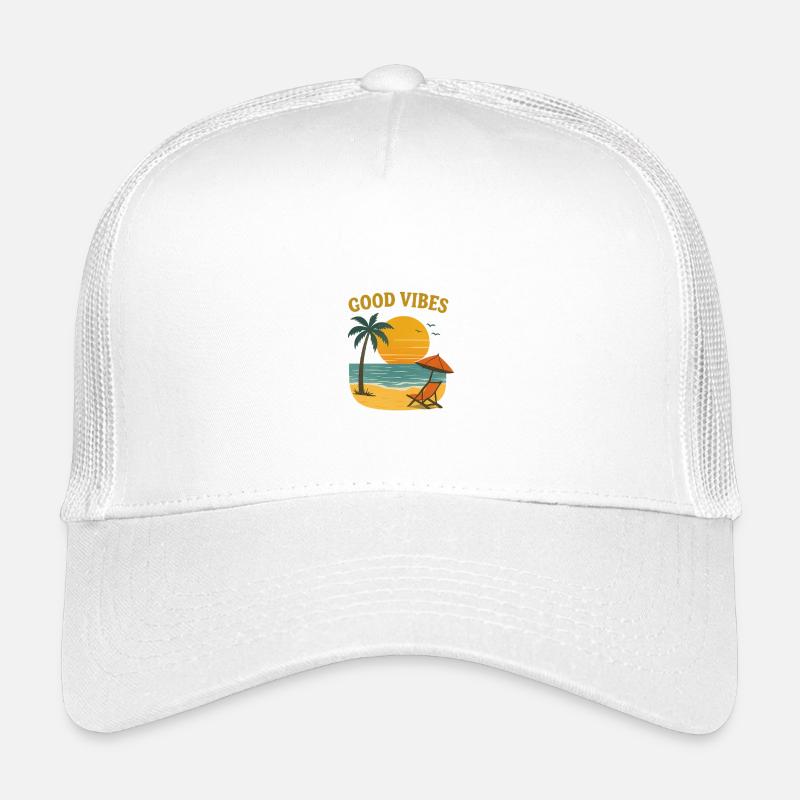 Sunset Beach Motif - Kids’ Trucker Cap - white