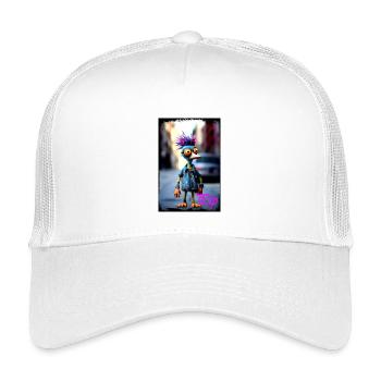 Verrückter Kukken Puppe  Bird mit bunter Frisur  - Kinder Trucker-Cap - Weiß - Vorne