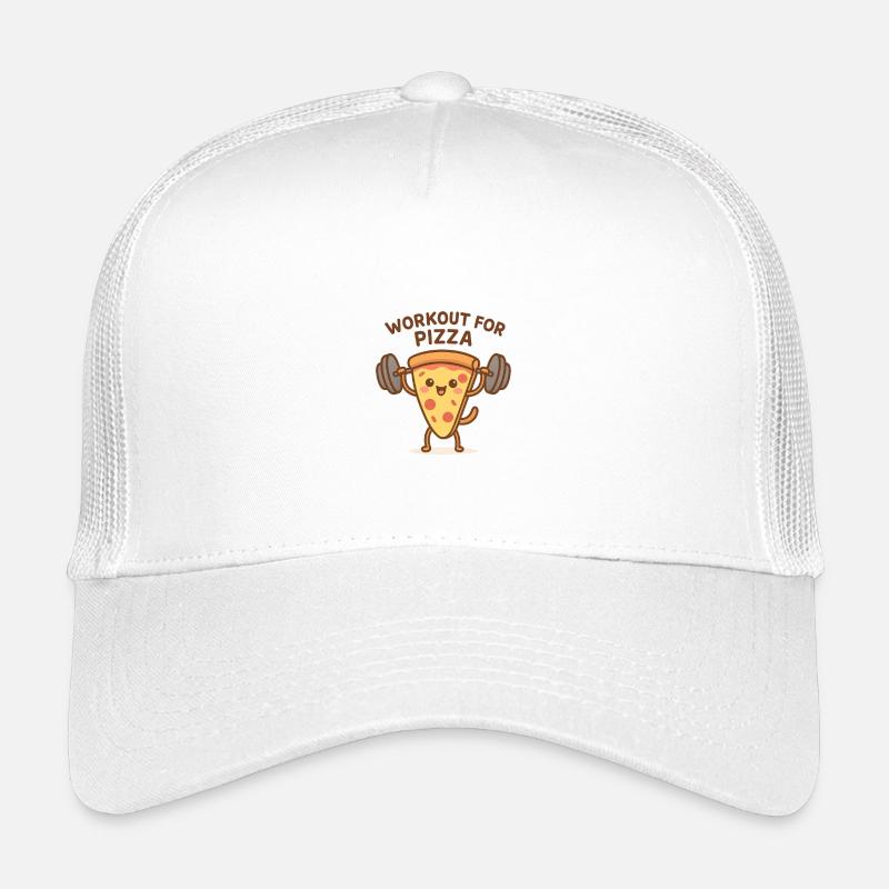 Pizza Workout Motivationschuhu - Kinder Trucker-Cap - Weiß