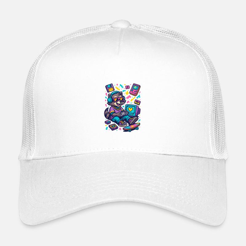 Waschbär Gamer - Kinder Trucker-Cap - Weiß