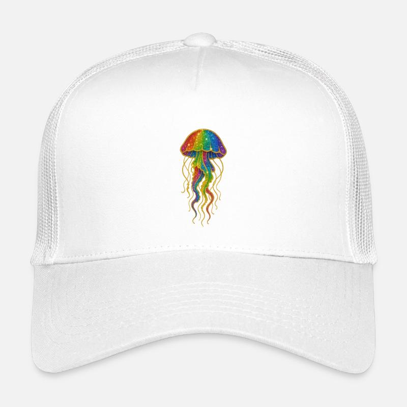 Glitzernder Regenbogenqualle Print - Kinder Trucker-Cap - Weiß
