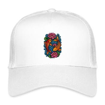 Koi Fish and Lotus Water Scene - Kids’ Trucker Cap - white - Front
