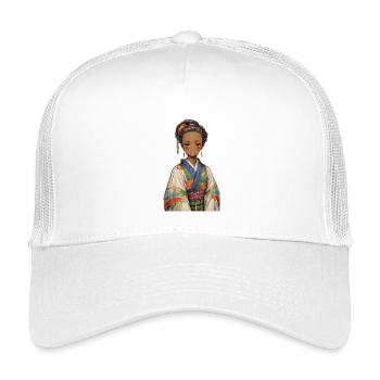 Ethnisches Mädchen im bunten Kimono - Kinder Trucker-Cap - Weiß - Vorne