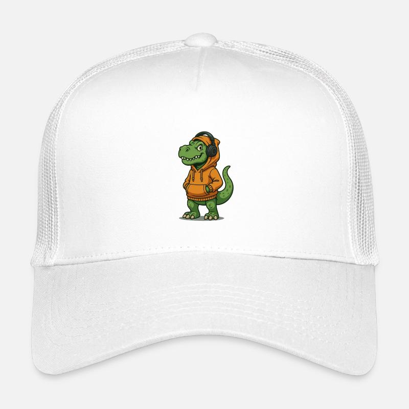 Dinosaur mit Kopfhörern und Hoodies - Kinder Trucker-Cap - Weiß