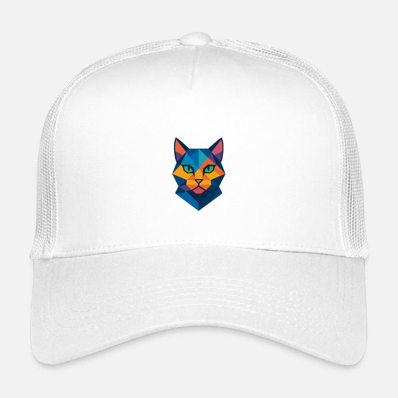 Katze | Katzenkopf Print / Druck / Design - Kinder Trucker-Cap - Weiß