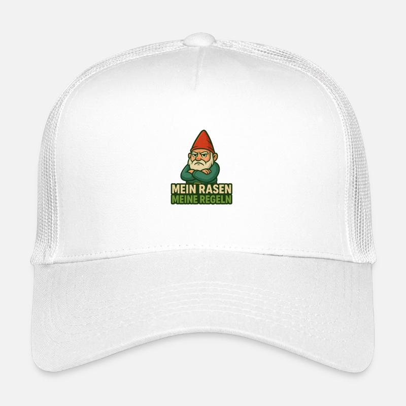 GartenGnom Spruch: Mein Rasen Meine Regeln - Kinder Trucker-Cap - Weiß
