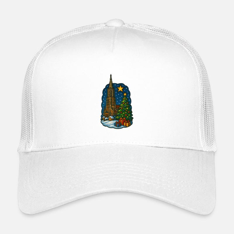 Ulmer Weihnachtsmarkt mit Ulmer Münster - Kinder Trucker-Cap - Weiß