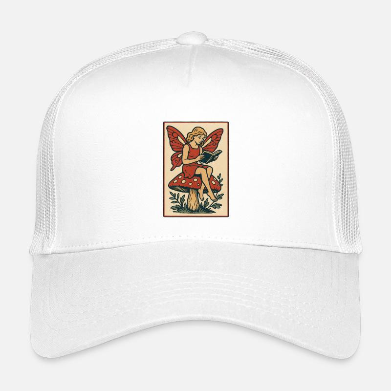 Fairy Reading on Red Mushroom Kids’ Trucker Cap