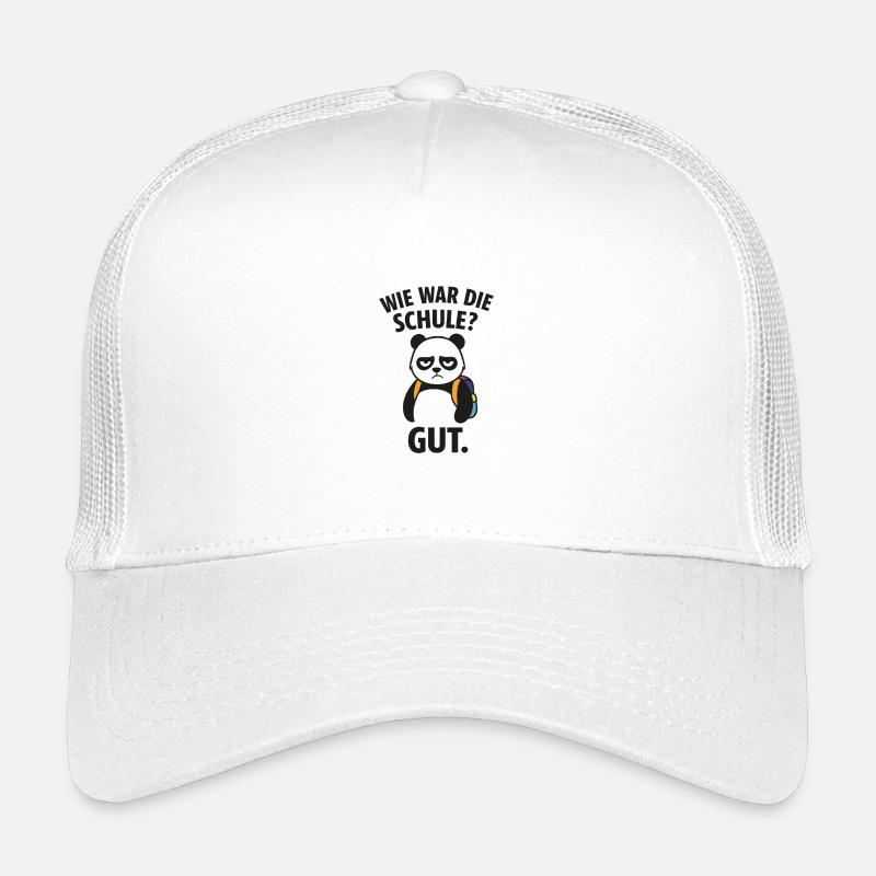 Panda mit Rucksack Schulfrage - Kinder Trucker-Cap - Weiß