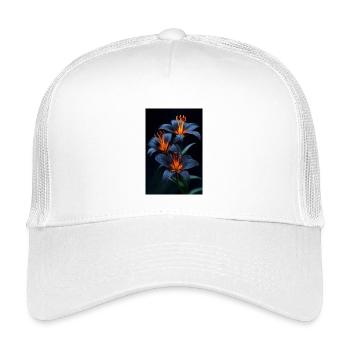 Blue Lilies with Orange Center Night Bloom - Kids’ Trucker Cap - white - Front