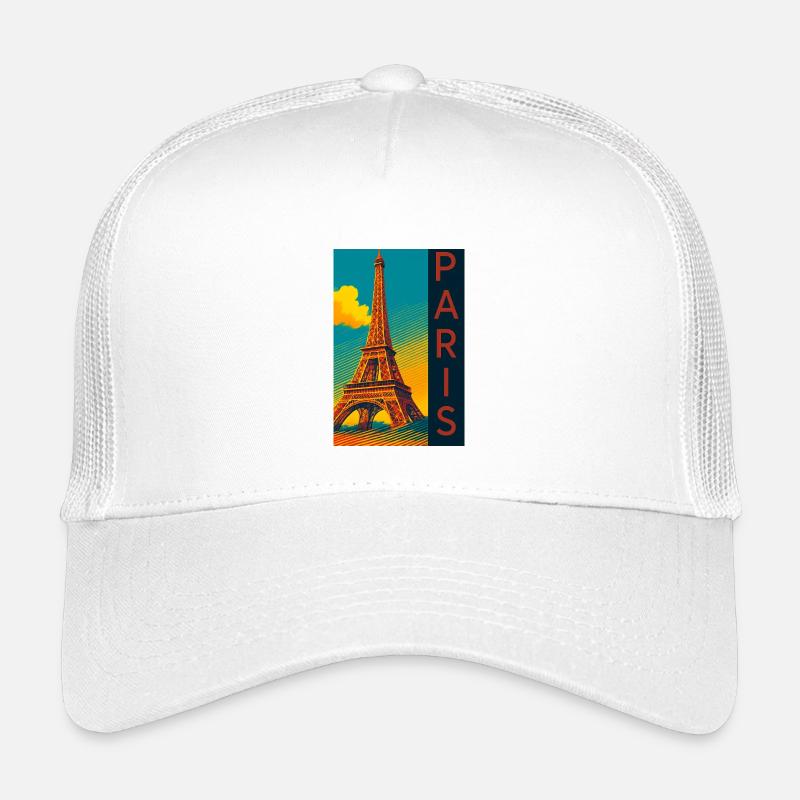 Paris PopArt Skyline Eiffel Tower - Kids’ Trucker Cap - white