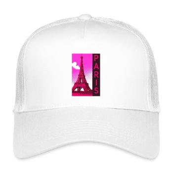 Paris Pink Eiffel Tower Retro - Kids’ Trucker Cap - white - Front