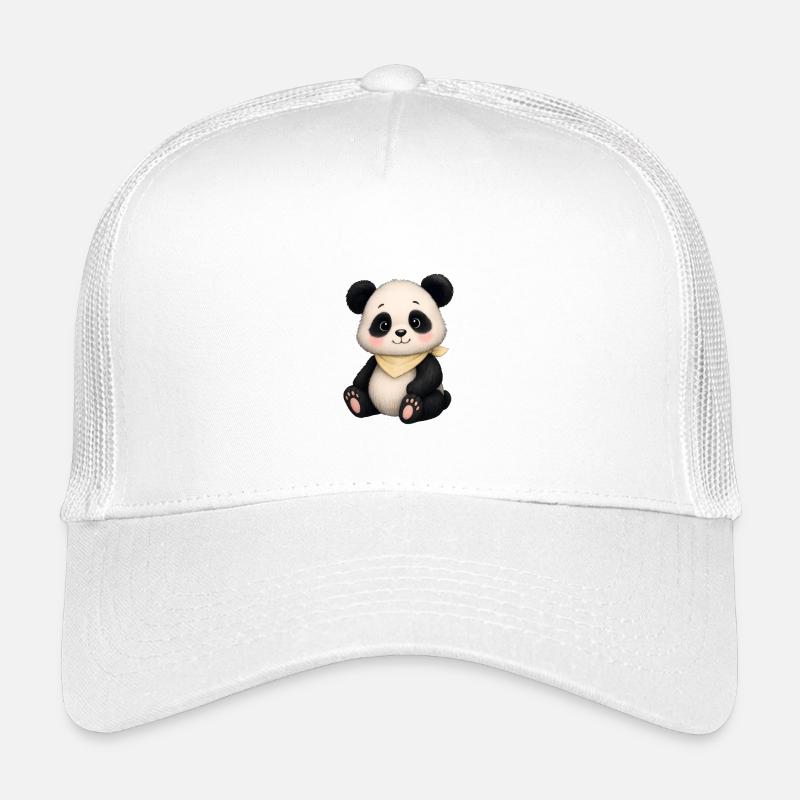 Kuschelpanda mit Halstuch - Kinder Trucker-Cap - Weiß