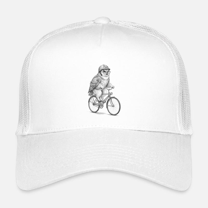Eule auf einem grauen Fahrrad Kinder Trucker-Cap