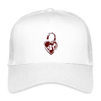 Red Heart Lock Love Design - Kids’ Trucker Cap - white - Front