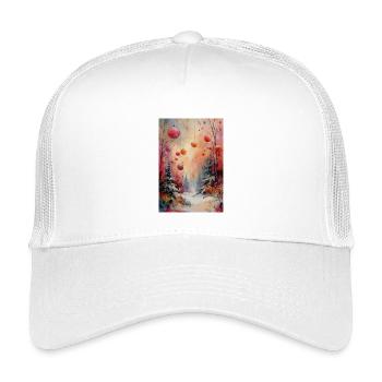 Ornements d’hiver aquarelle dans la forêt - Casquette trucker enfant - blanc - Devant
