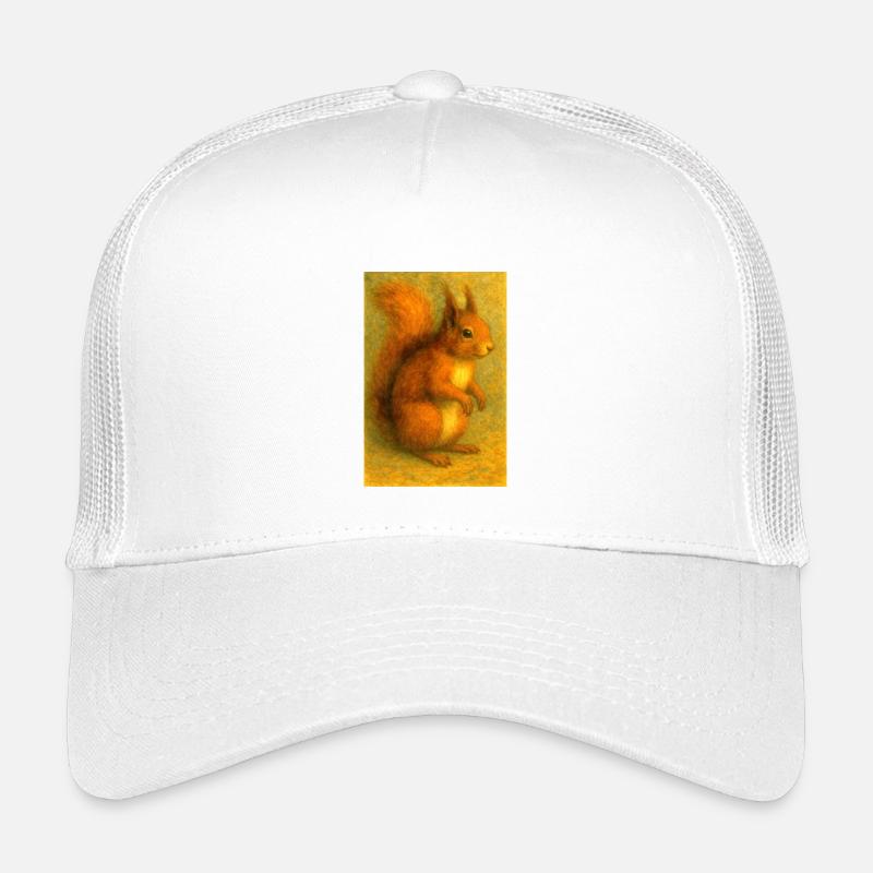 Rotes Eichhörnchen in klassischer Ölmalerei - Kinder Trucker-Cap - Weiß