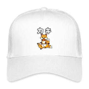 Cute Cartoon Foxes and Persimmon Fruit - Kids’ Trucker Cap - white - Front