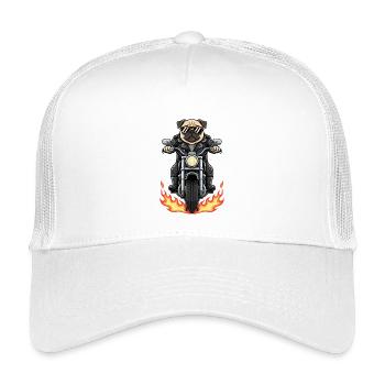 Cool Biker Pug Motorcycle Flammes - Casquette trucker enfant - blanc - Devant